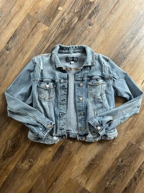 Maurices Faded Blue Denim Trucker Jacket